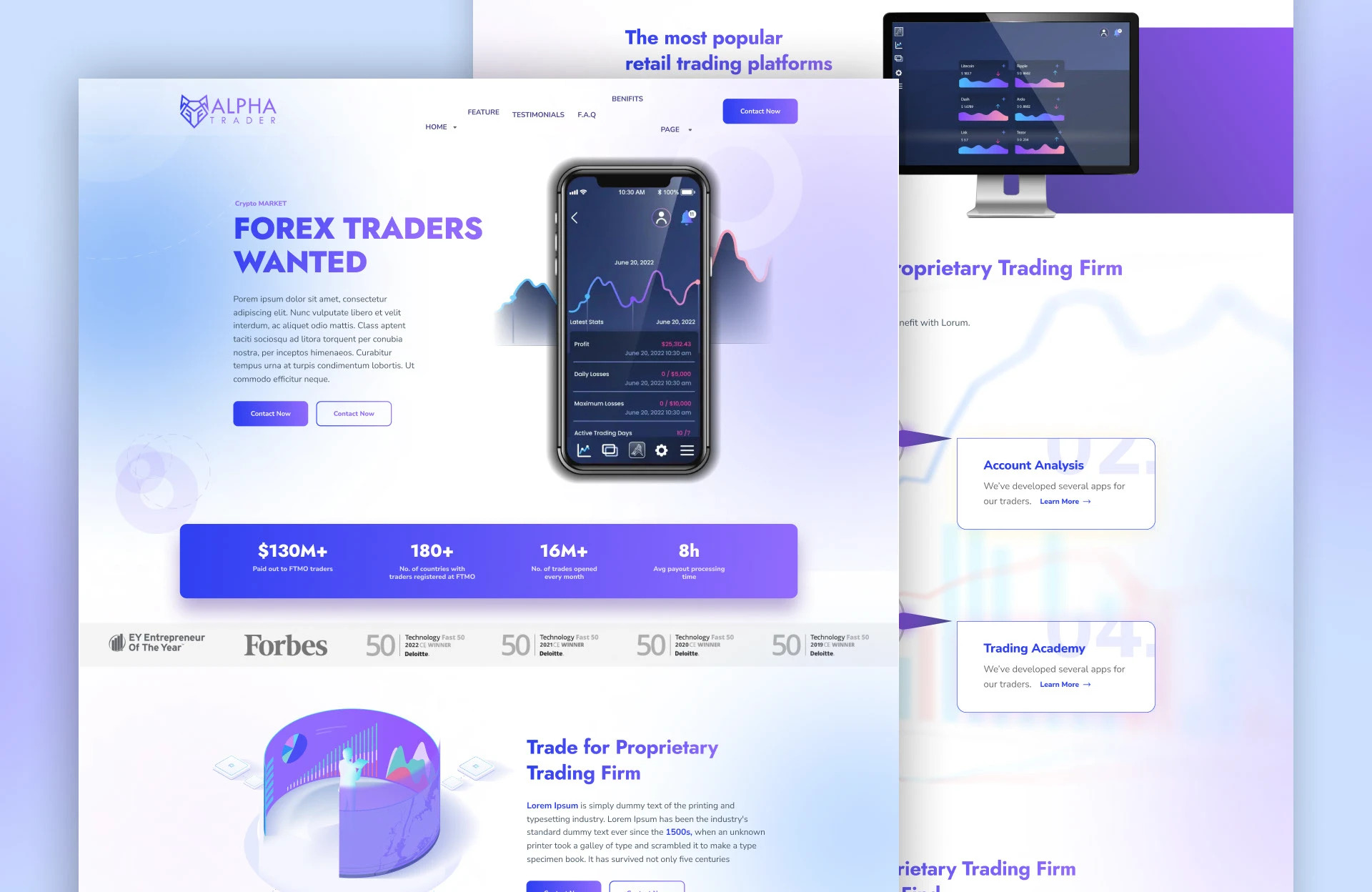 ALPHA TRADERS — TRADING ANALYTICS — UI / UX design